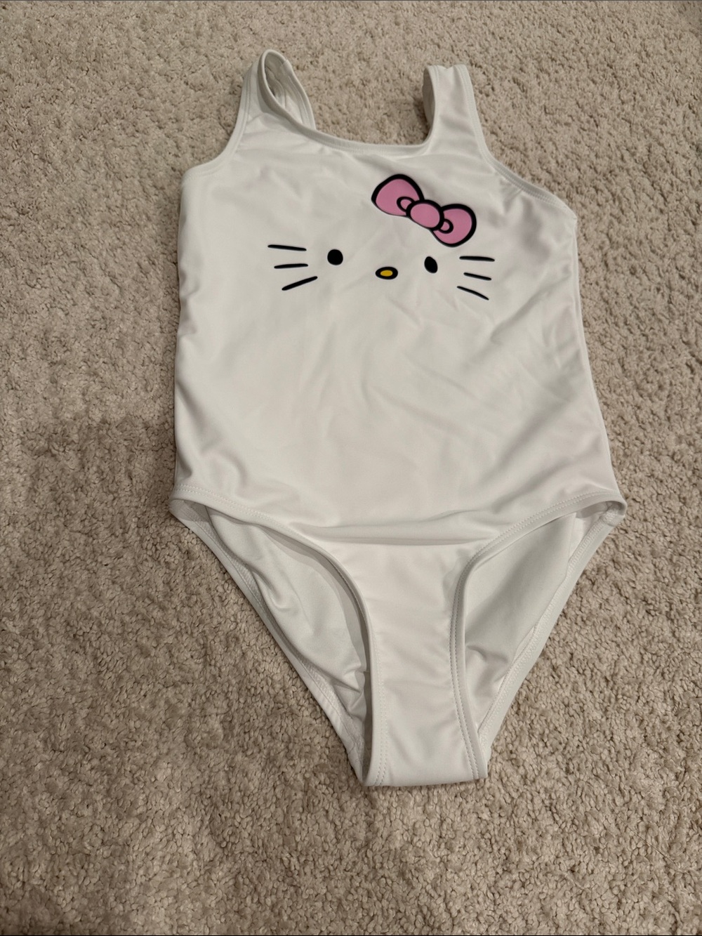 Forever 21 Kids White One-Piece Swimsuit with Hello Kitty Pink Bow Graphic